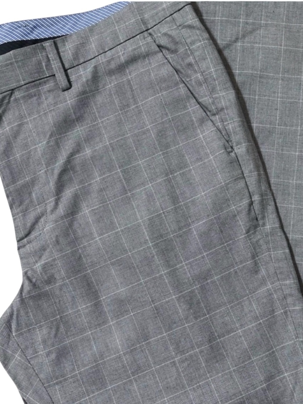 Bonobos Gray Windowpane Dress Pants Flat Front